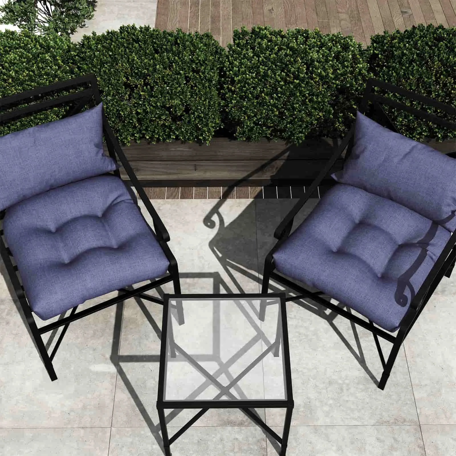 LVTXIII Outdoor U-Shape Tufted Seat Cushions 19”x19”x5” Navy Textured （Set of 2）