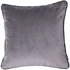 Matt Soft Silver Contrast Piped Velvet Cushion