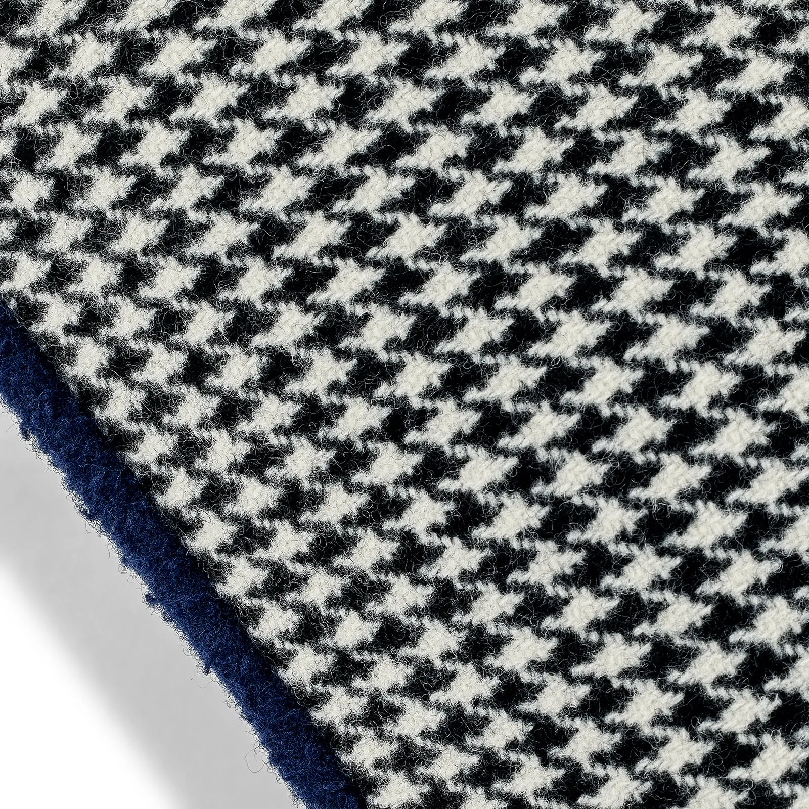 Monochrome Houndstooth with Blue piping Cushion Cover