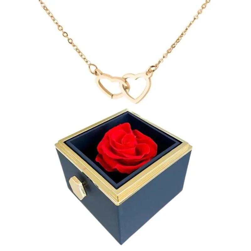 Personalized Design Necklace And Eternal Rose Gift Set