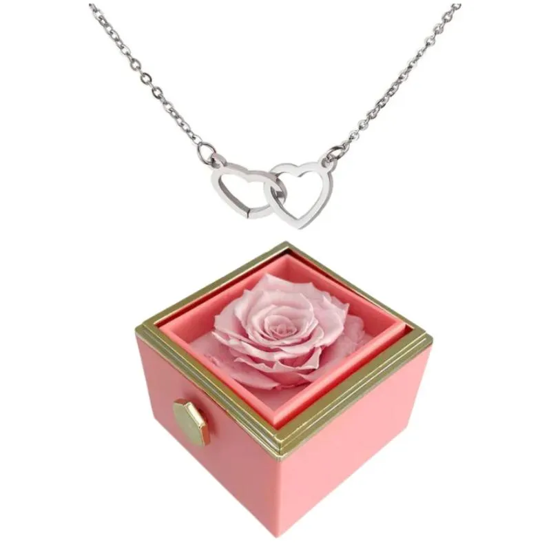 Personalized Design Necklace And Eternal Rose Gift Set