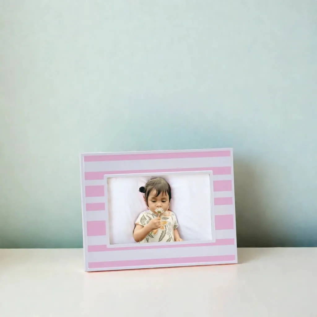 Pink & White Striped 4" X 6" Photo Frame