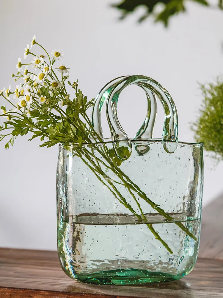 Pink Tote Bag Glass Vase