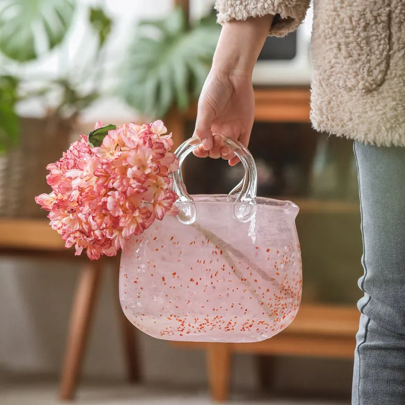 Pink Tote Bag Glass Vase