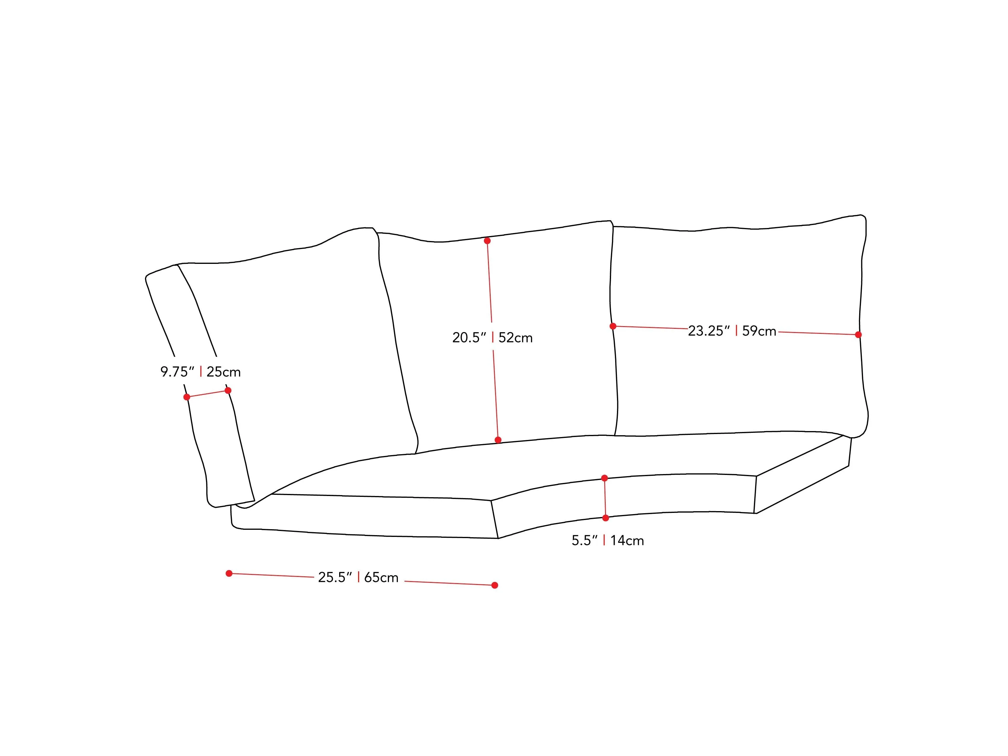 Replacement Back & Seat Round Corner Sectional Cushions 4pc - Orange