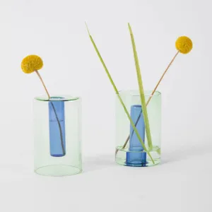 Reversible Glass Vase Small Green/Blue