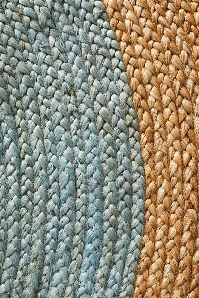 Round Jute Blue Rug