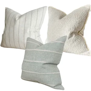 Serene Sage Stripe Cushion Trio