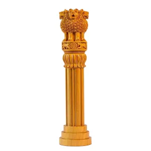 Shashi Art & Craft Wooden Ashoka Stambh Desk Ashoka Pillar Ideal for Advocate Tabel Office & Home Decor Showpiece Best for Gifting Purpose (6 Inch)