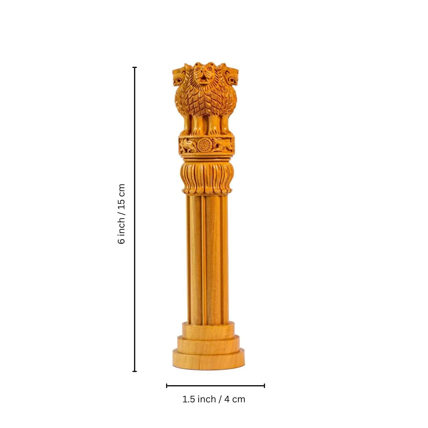 Shashi Art & Craft Wooden Ashoka Stambh Desk Ashoka Pillar Ideal for Advocate Tabel Office & Home Decor Showpiece Best for Gifting Purpose (6 Inch)