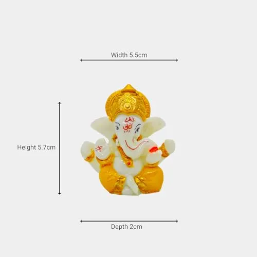 SMRK Lord Ganesha Idol for Car Dashboard – Yellow Ganpati Figurine Showpiece for Good Luck, Home Decor, and Gifts