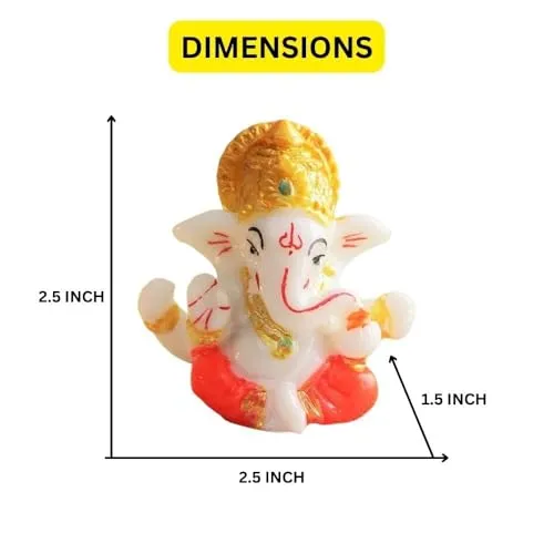 SMRK Lord Ganesha Idol for Car Dashboard – Yellow Ganpati Figurine Showpiece for Good Luck, Home Decor, and Gifts