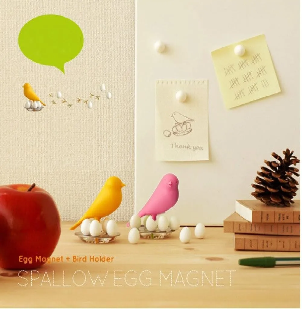 Sparrow Egg & Bird Shape Magnets 6 Eggs & 1 Bird for Note Holder Sticker, Home, Office, Refrigerator Decoration