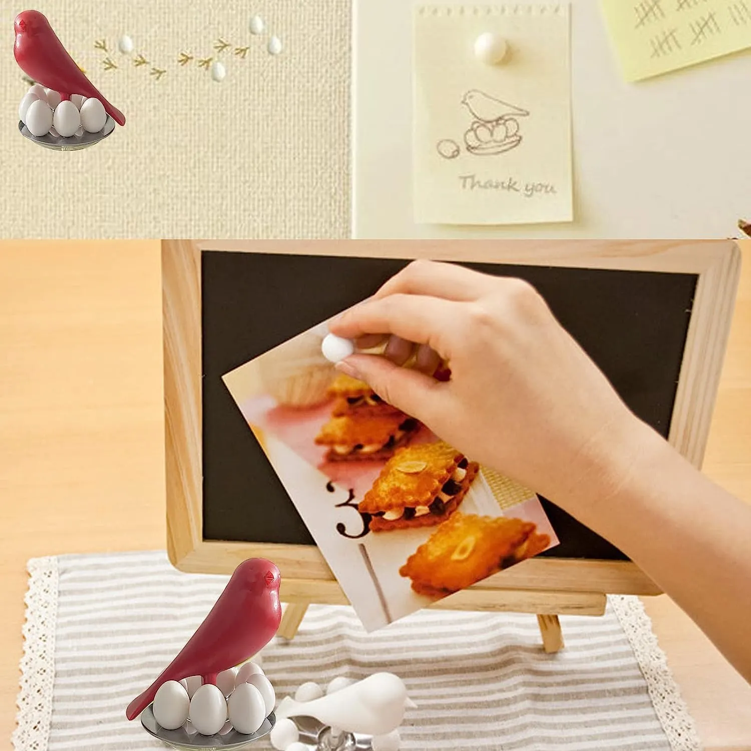 Sparrow Egg & Bird Shape Magnets 6 Eggs & 1 Bird for Note Holder Sticker, Home, Office, Refrigerator Decoration