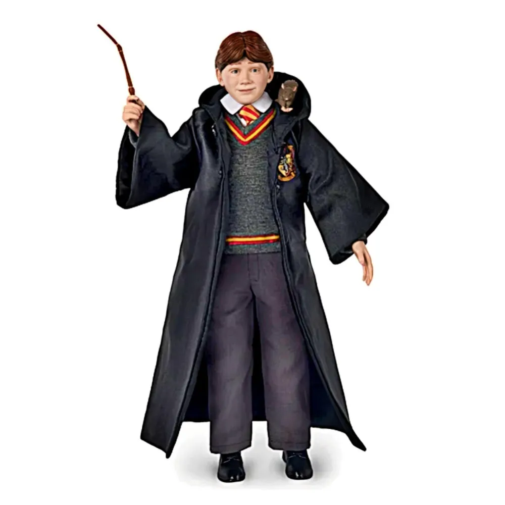 The Ashton-Drake Galleries Harry Potter Year One Portrait Collection Issue #5: "Ron Weasley" Handcrafted Figure with Poseable Arms Gryffindor Outfit Broken Wand and Scabbers 10.5-inches