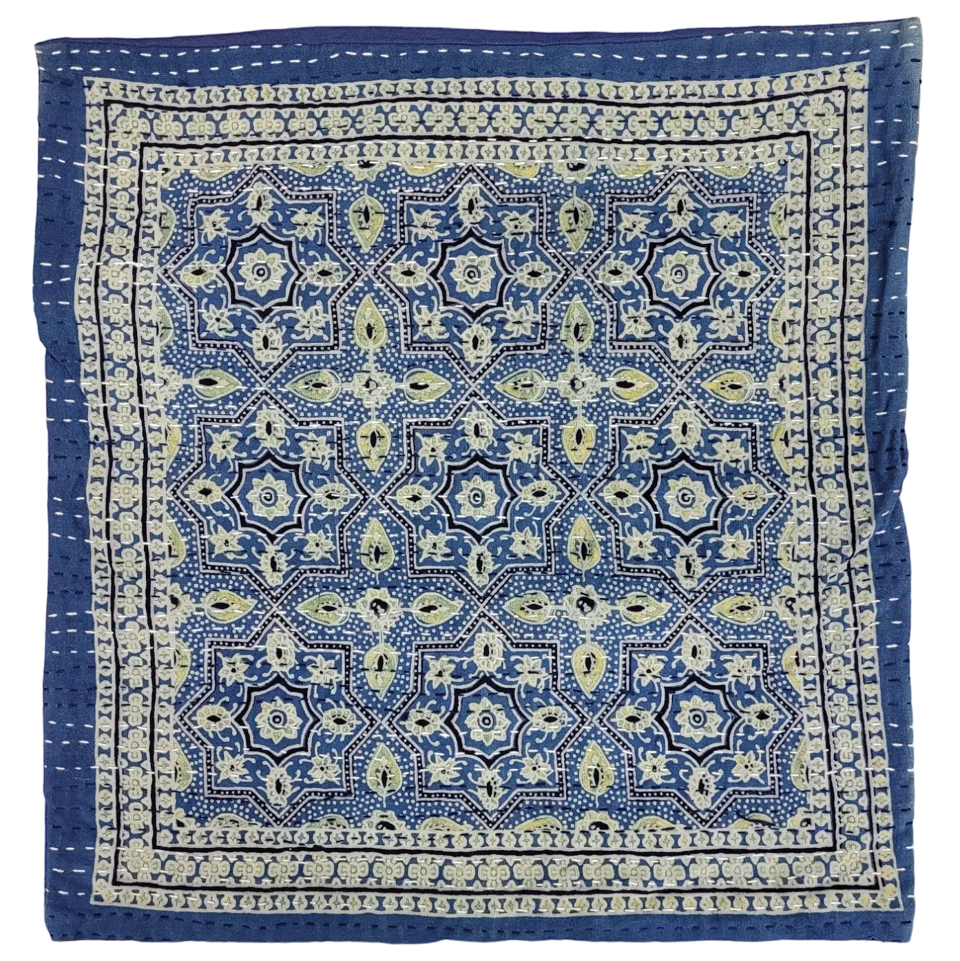 Traditional Blue 'Kantha' Cushion Cover