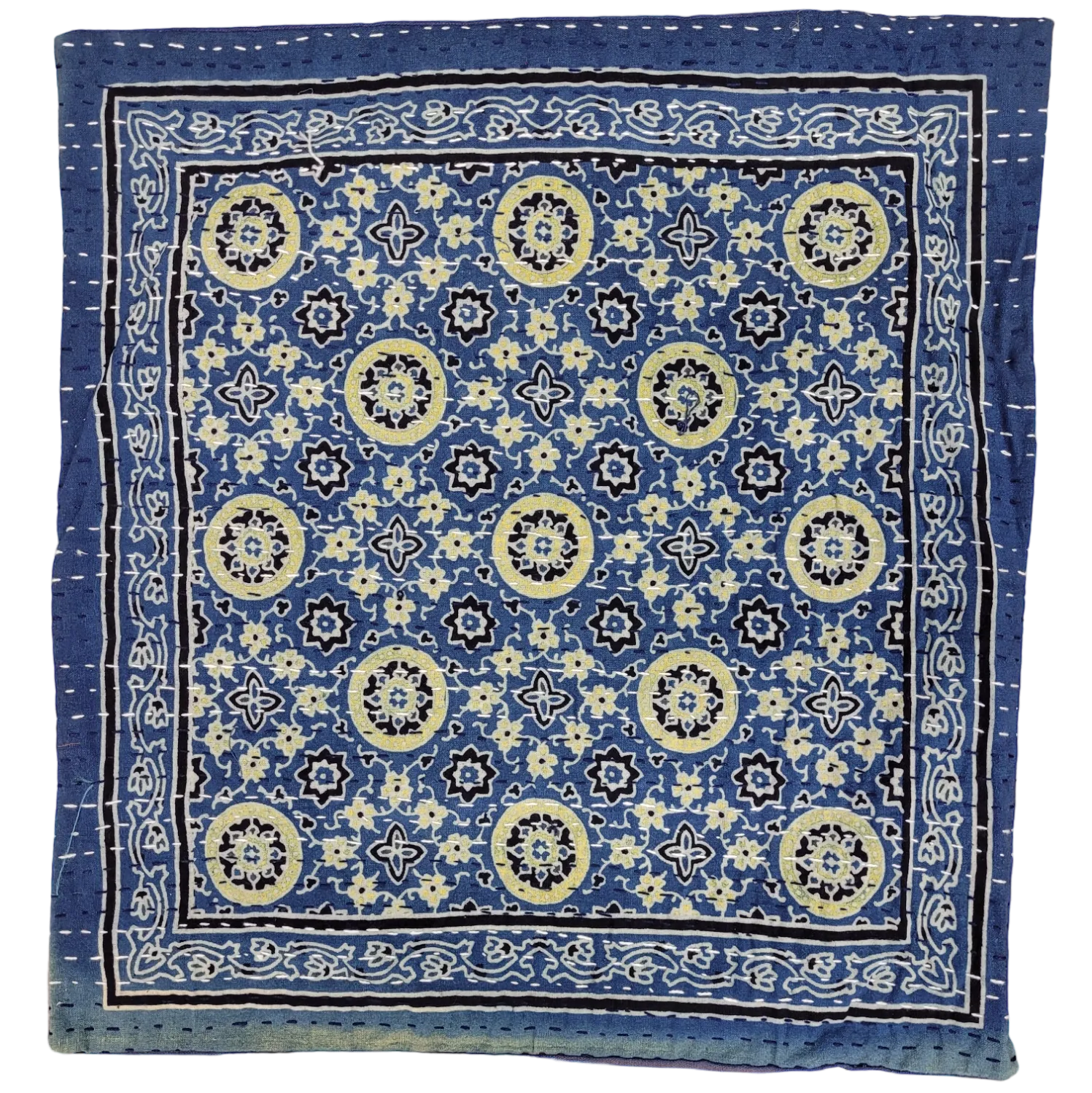 Traditional Blue 'Kantha' Cushion Cover