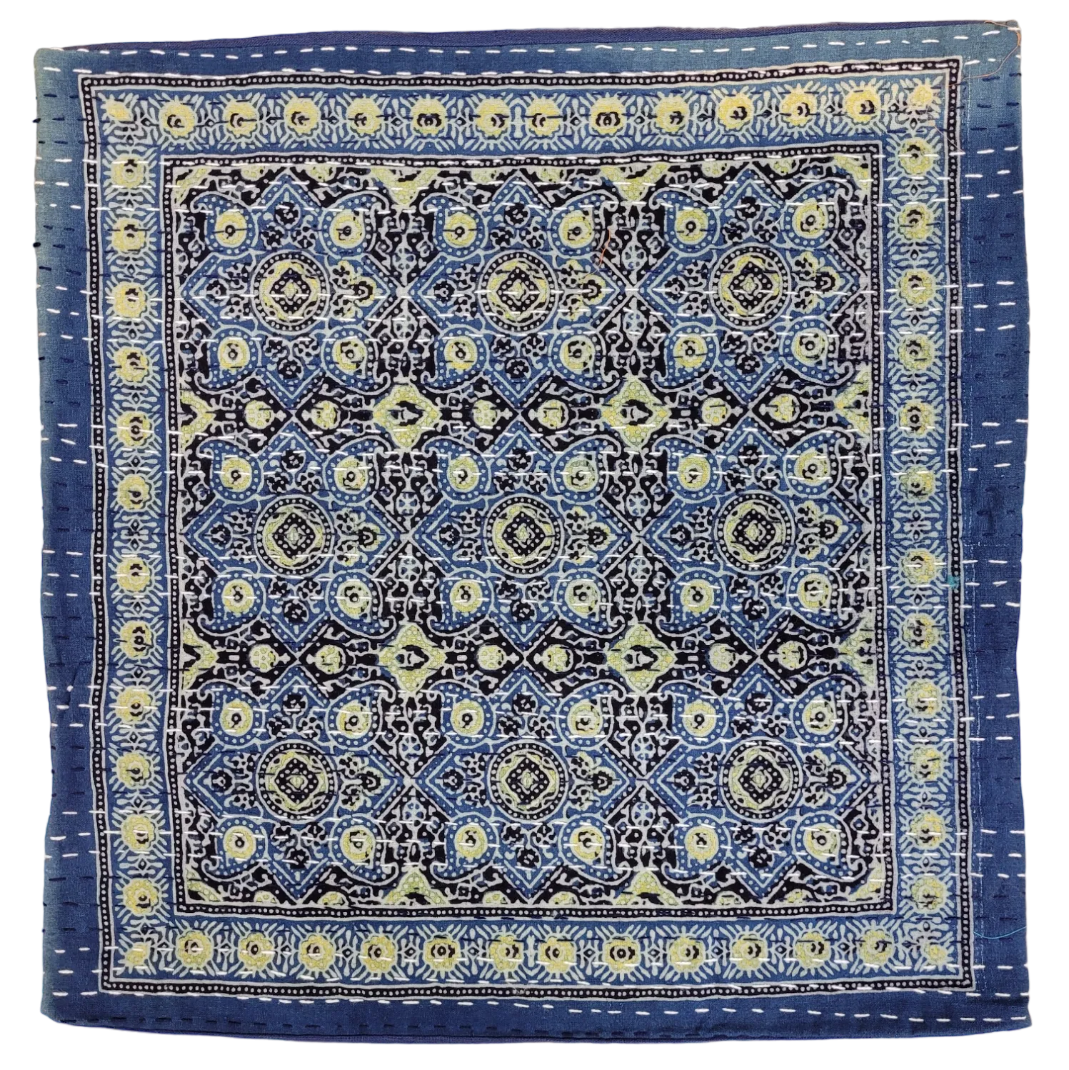 Traditional Blue 'Kantha' Cushion Cover