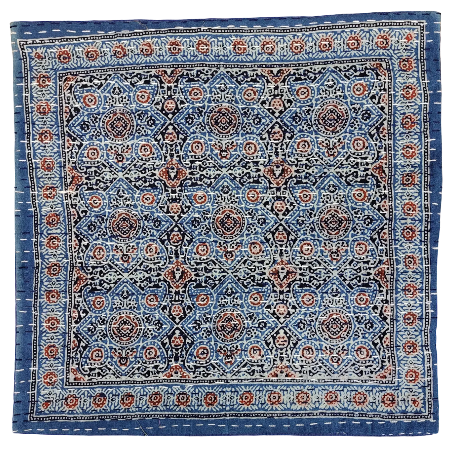 Traditional Blue 'Kantha' Cushion Cover