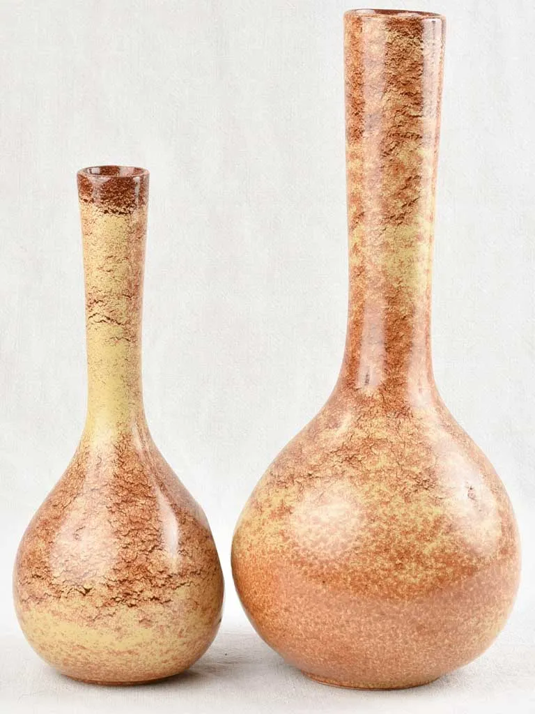 Two vintage ceramic vases - ochre 16¼"