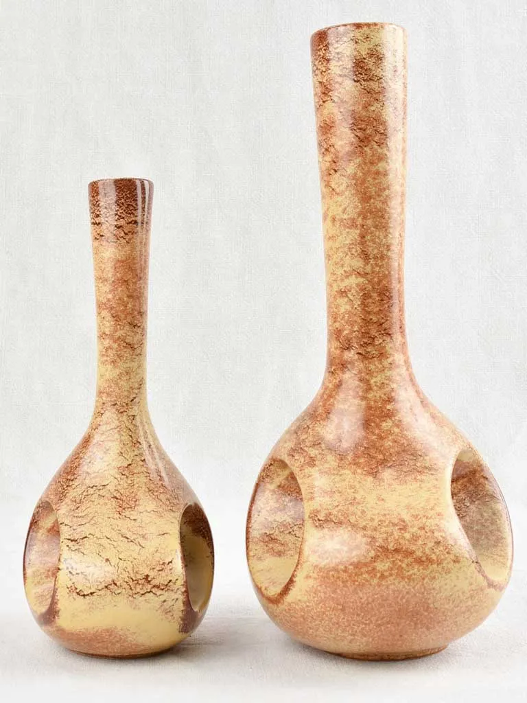 Two vintage ceramic vases - ochre 16¼"