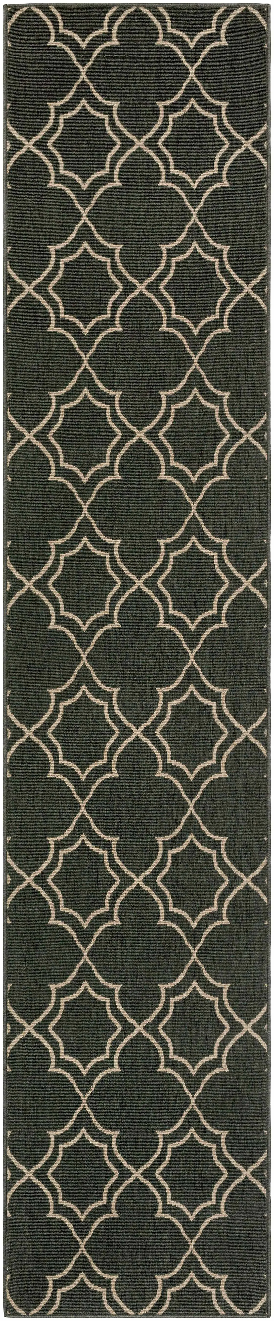 Unique Black Lattice Trellis Outdoor Rug