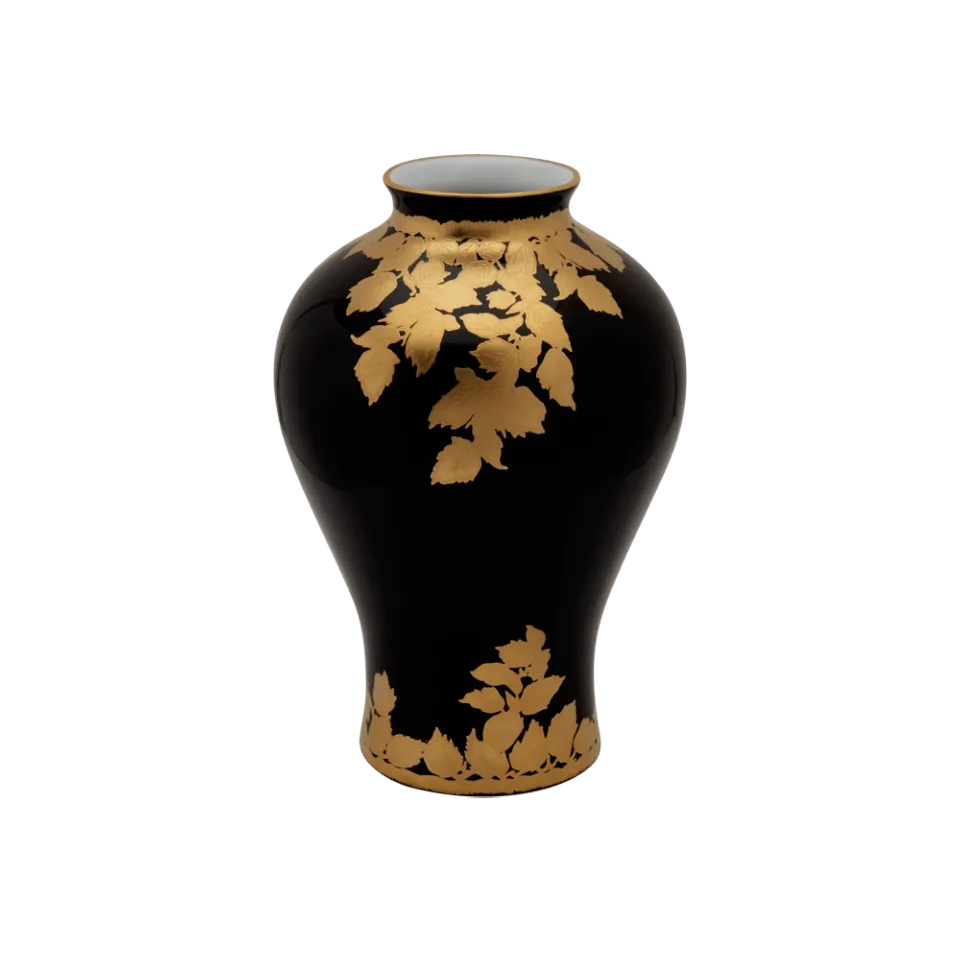 Vases Small Black Feuille D'Or Vase