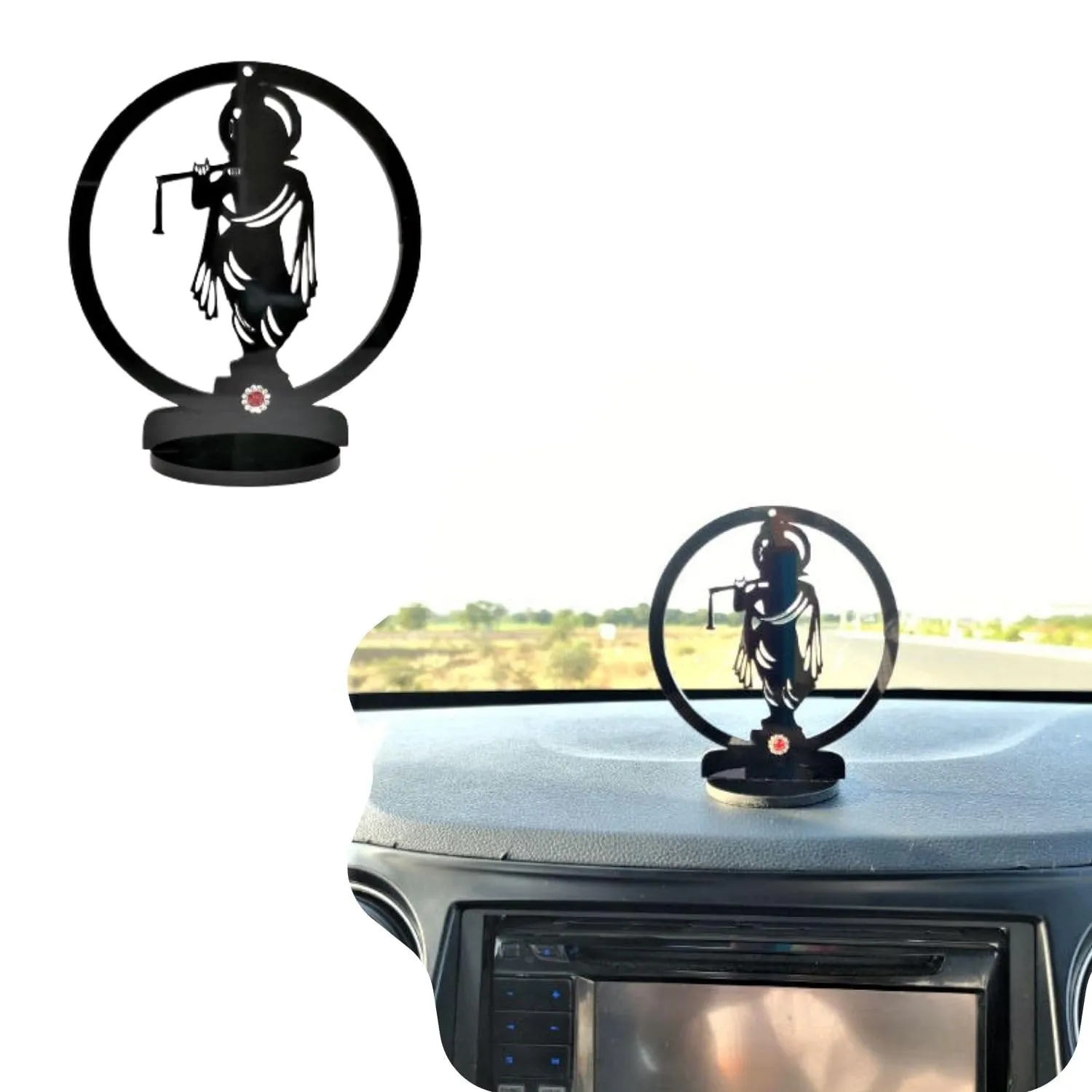 Vishixit Lord god Mahadev Bholenath Shivji Adiyogi Shiva Statue Idol Murti with Nandi for Car Dashboard with Rudraksh Mala Idle,Home Decor - Handcrafted (Krishna Black)