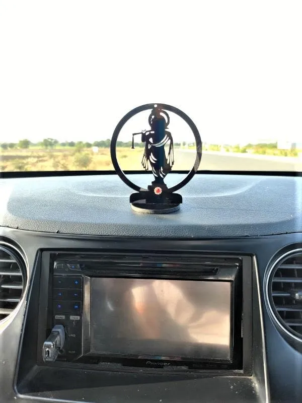 Vishixit Lord god Mahadev Bholenath Shivji Adiyogi Shiva Statue Idol Murti with Nandi for Car Dashboard with Rudraksh Mala Idle,Home Decor - Handcrafted (Krishna Black)