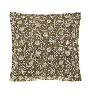 Walton & Co 43cm Olive Green Martta Handblock Print Cushion