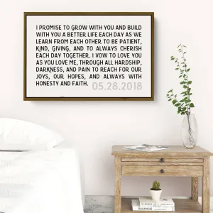 Wedding Vows Framed Personalized Canvas Art with Date