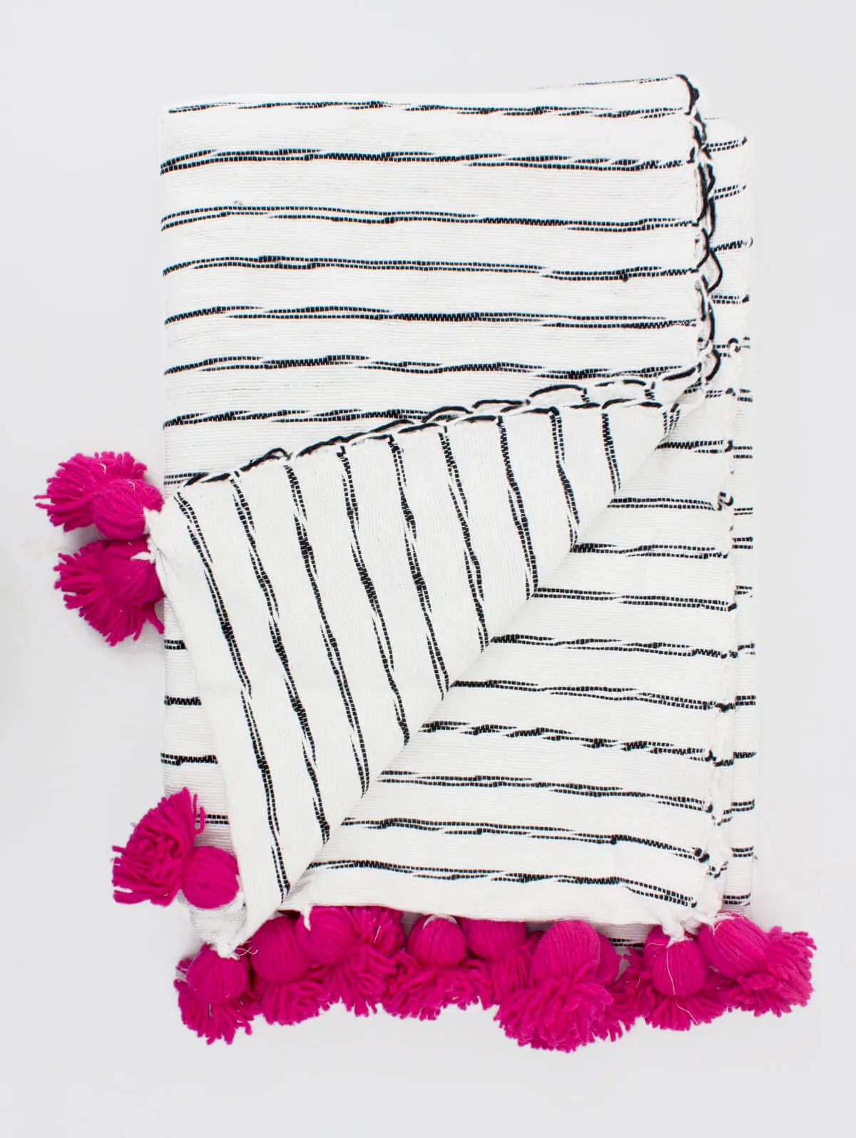 White Cotton Scribble Stripe Blankets